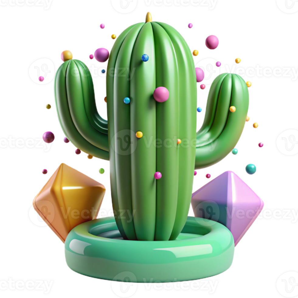 serene artistic Green Cactus Plant Isolated on Transparent Background png