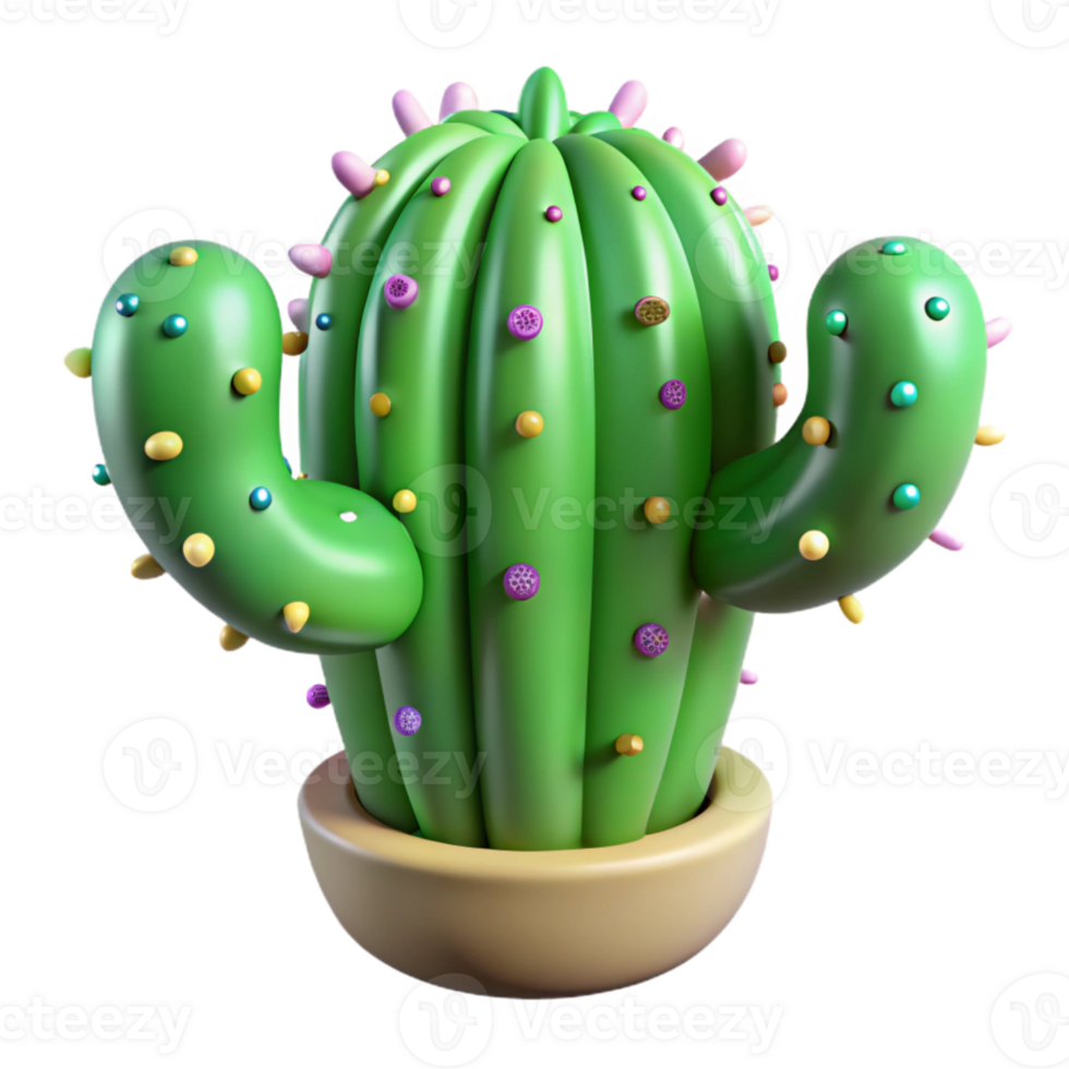 impressive vintage Green Cactus Plant Spiky Texture Isolated Element professional png