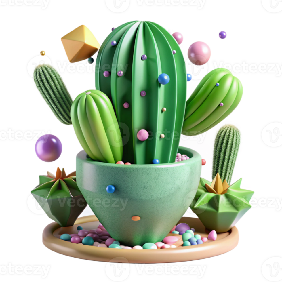 stunning rustic Green Cactus Plant Potted Cutout professional png