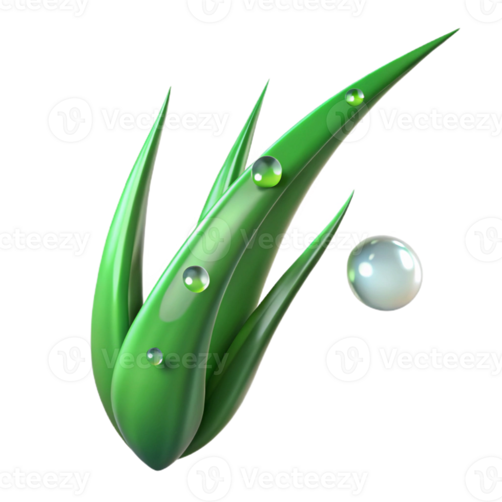 impressive abstract Green Grass Blade with Dewdrop Isolated premium png