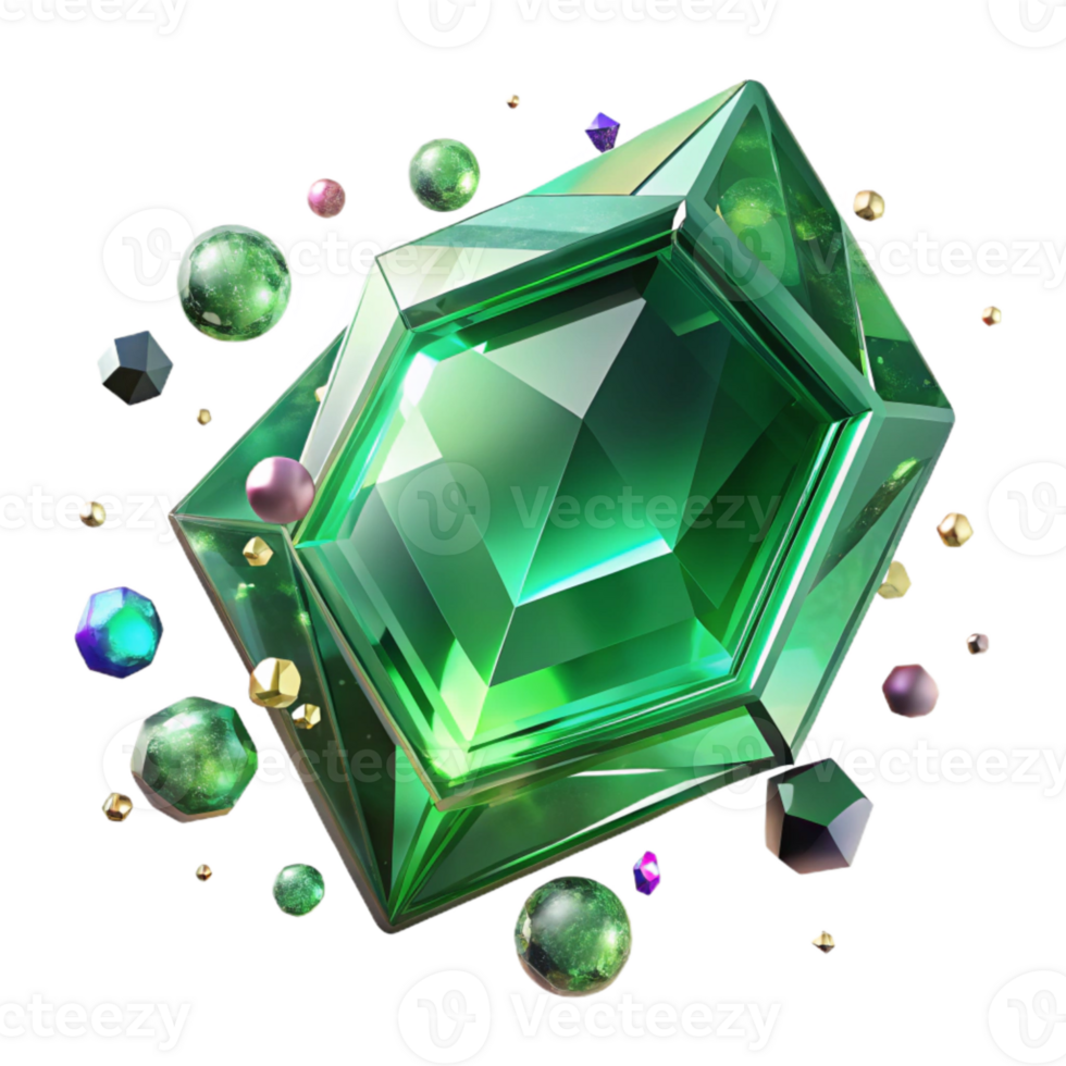 wonderful vintage Green Emerald Cut Gemstone Transparent Background high resolution png