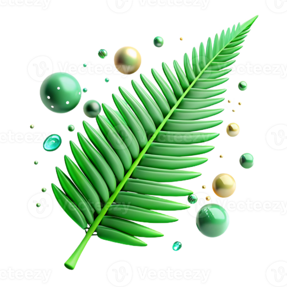 dramatic modern Green Fern Frond Detailed Texture Cutout premium png
