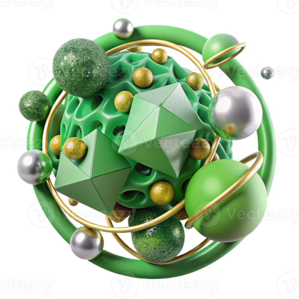 vibrant rustic Green Circular Nodes Transparent Background Isolated Element genuine png
