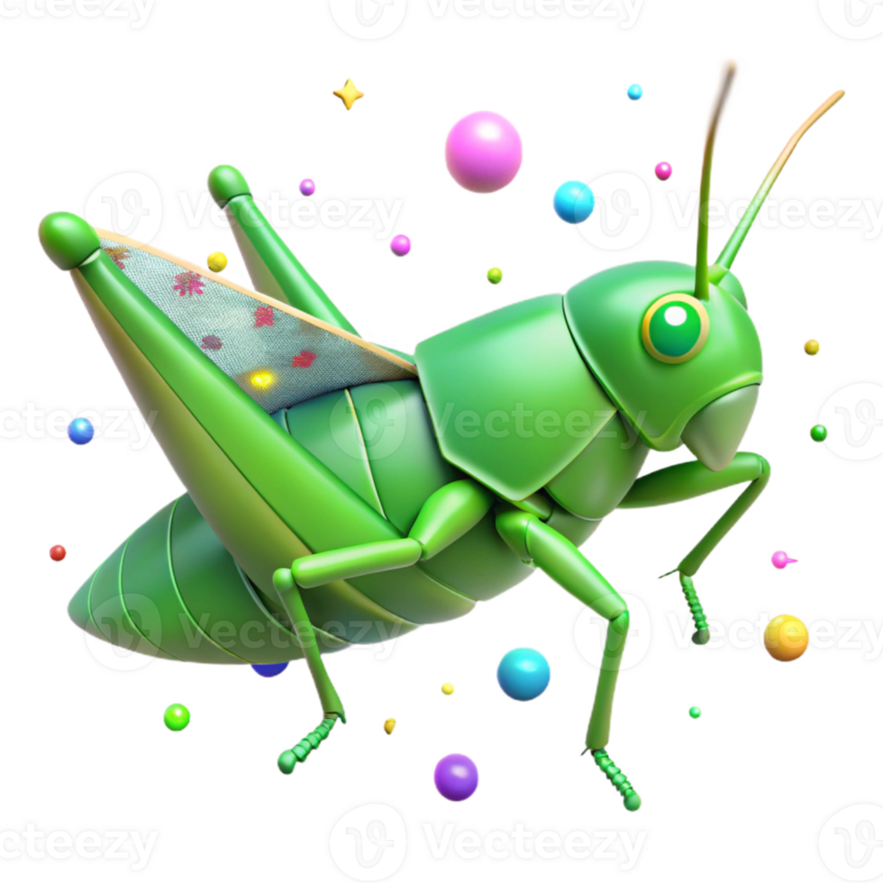 wonderful modern Green Grasshopper Side View Isolated authentic png