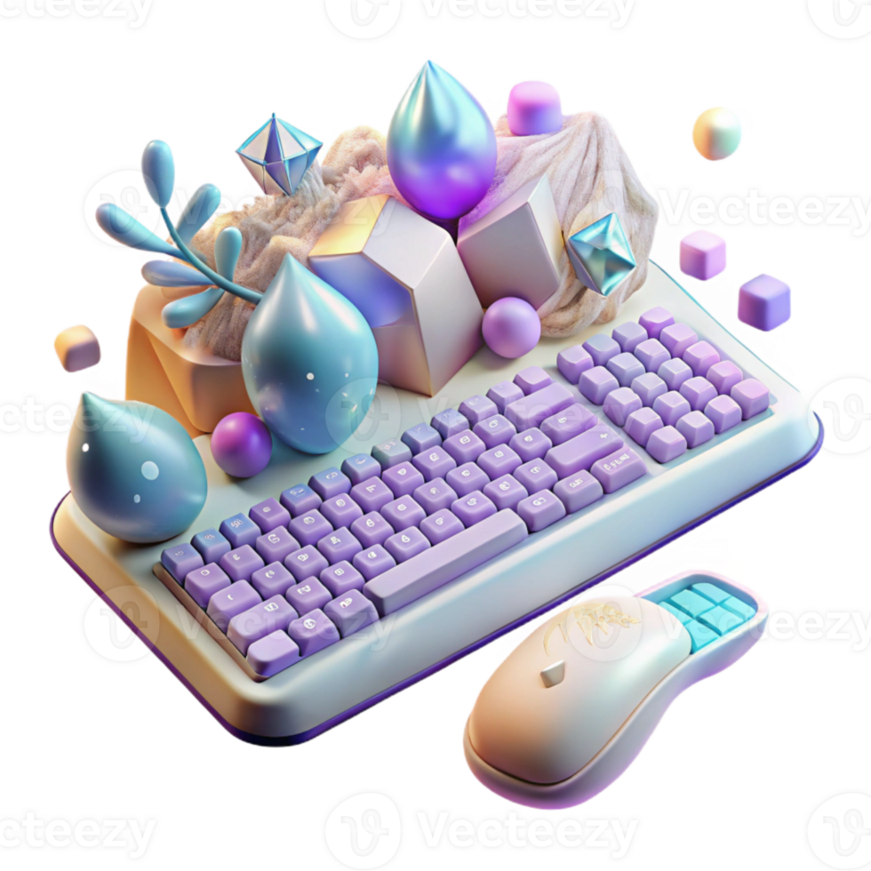 wonderful minimalist Keyboard and Mouse Wireless Set Transparent Background detailed png