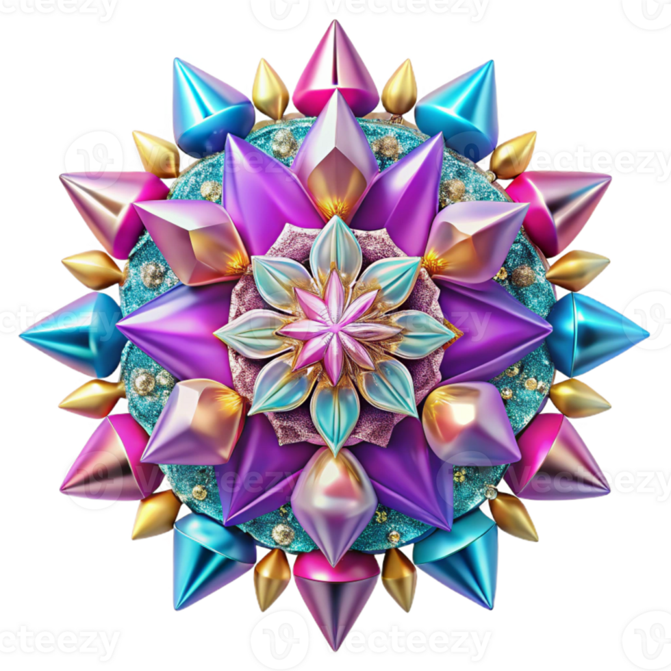 wonderful artistic Kaleidoscope Pattern Isolated with Psychedelic Colors original png