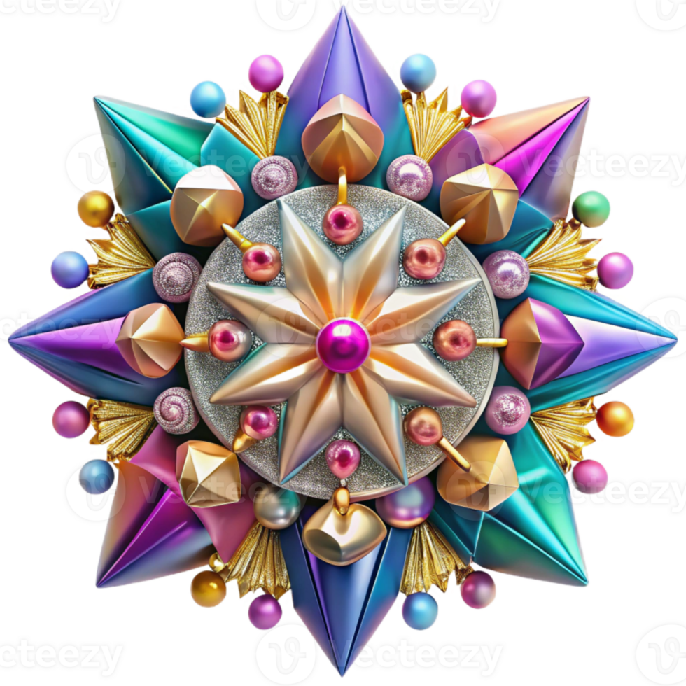 vibrant classic Kaleidoscope Pattern Isolated with Psychedelic Colors high quality png