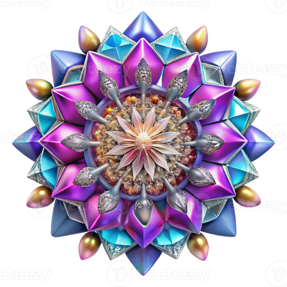 stunning vintage Kaleidoscope Pattern Isolated with Psychedelic Colors premium png