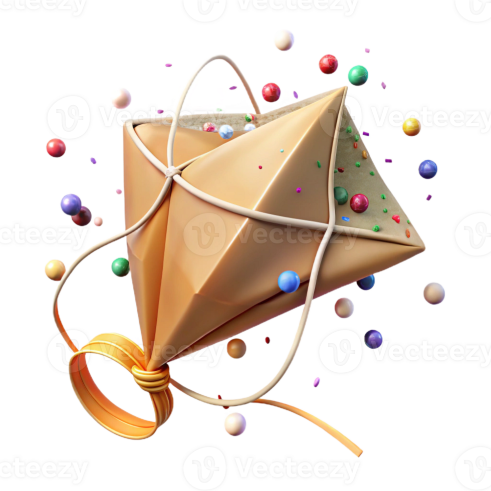 elegant classic Kite String Taut in Strong Wind Isolated detailed png
