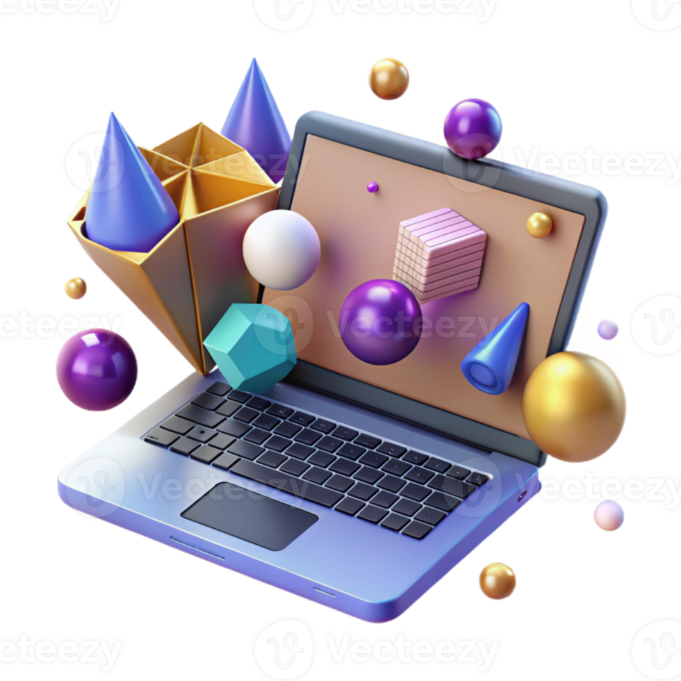 impressive classic Laptop Computer Perspective View Isolated Cutout high quality png