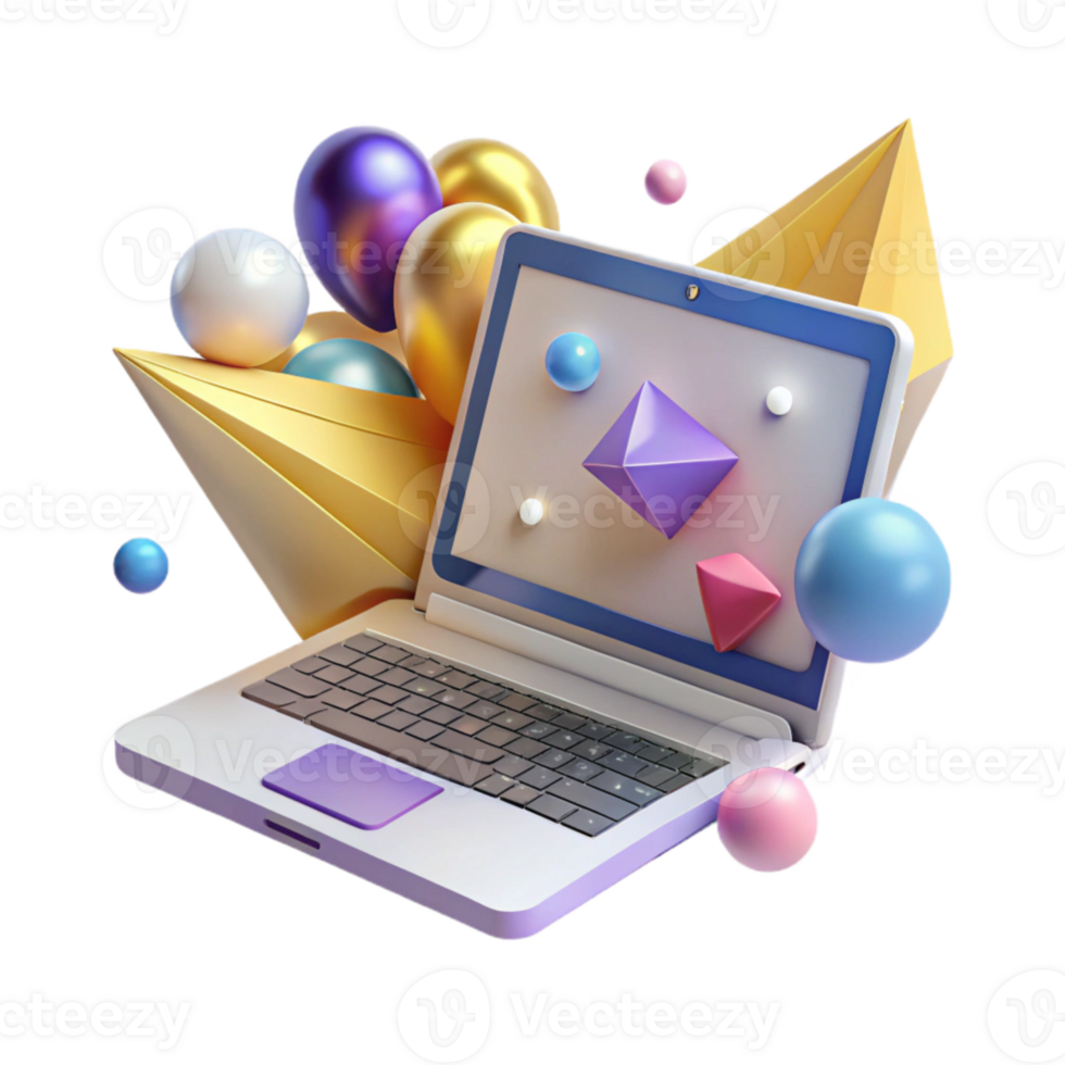 stunning artistic Laptop Computer Perspective View Isolated Cutout genuine png