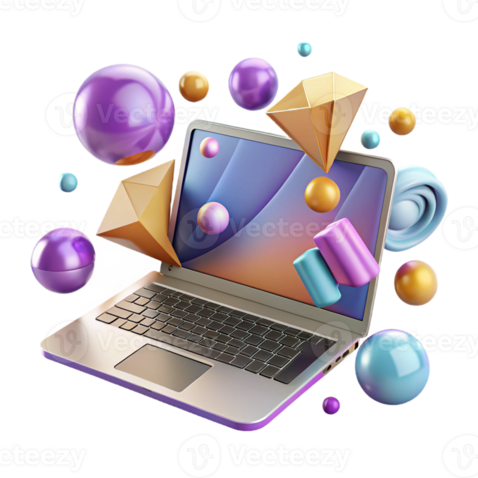 extraordinary minimalist Laptop Computer Perspective View Isolated Cutout authentic png