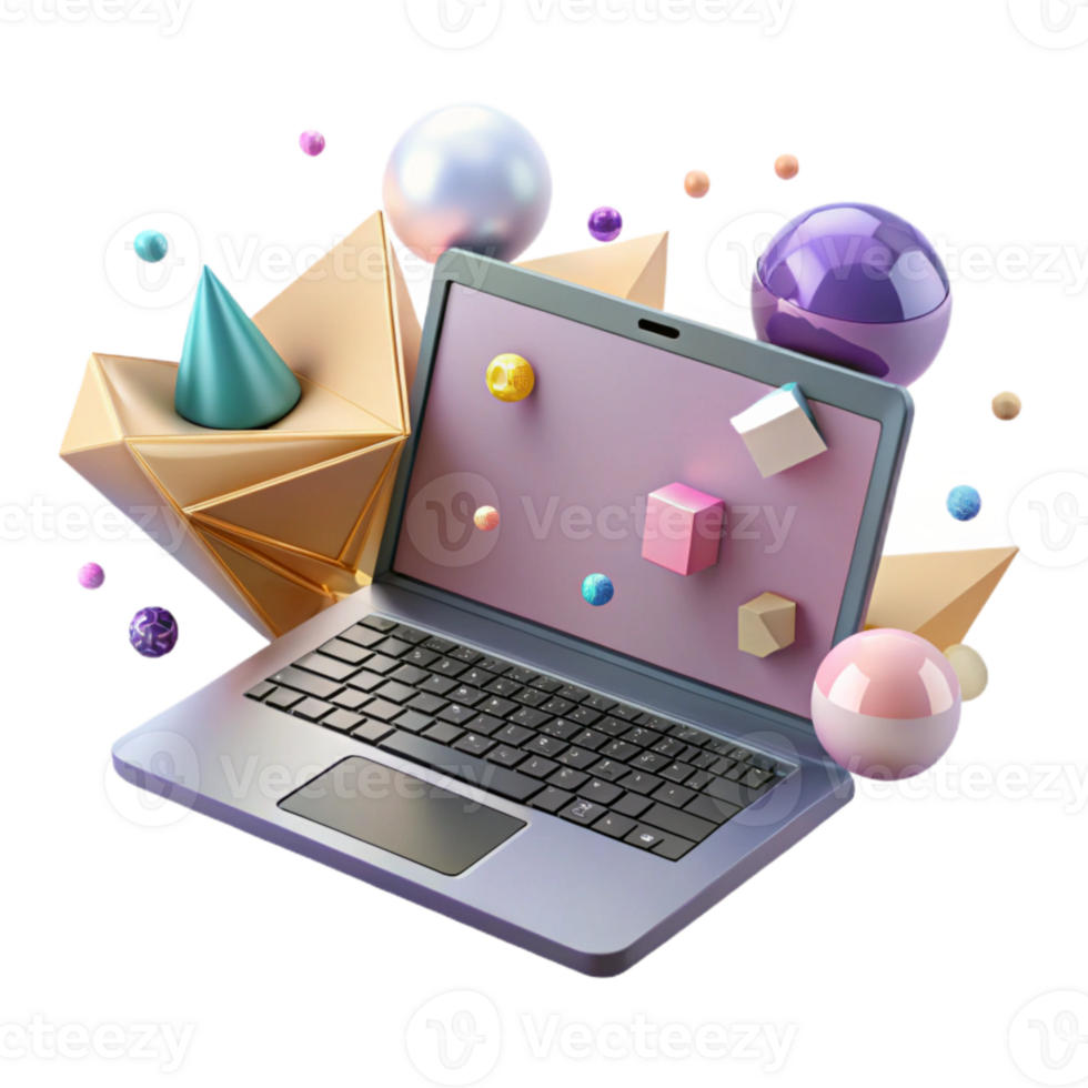 impressive creative Laptop Computer Isolated with Open Screen original png