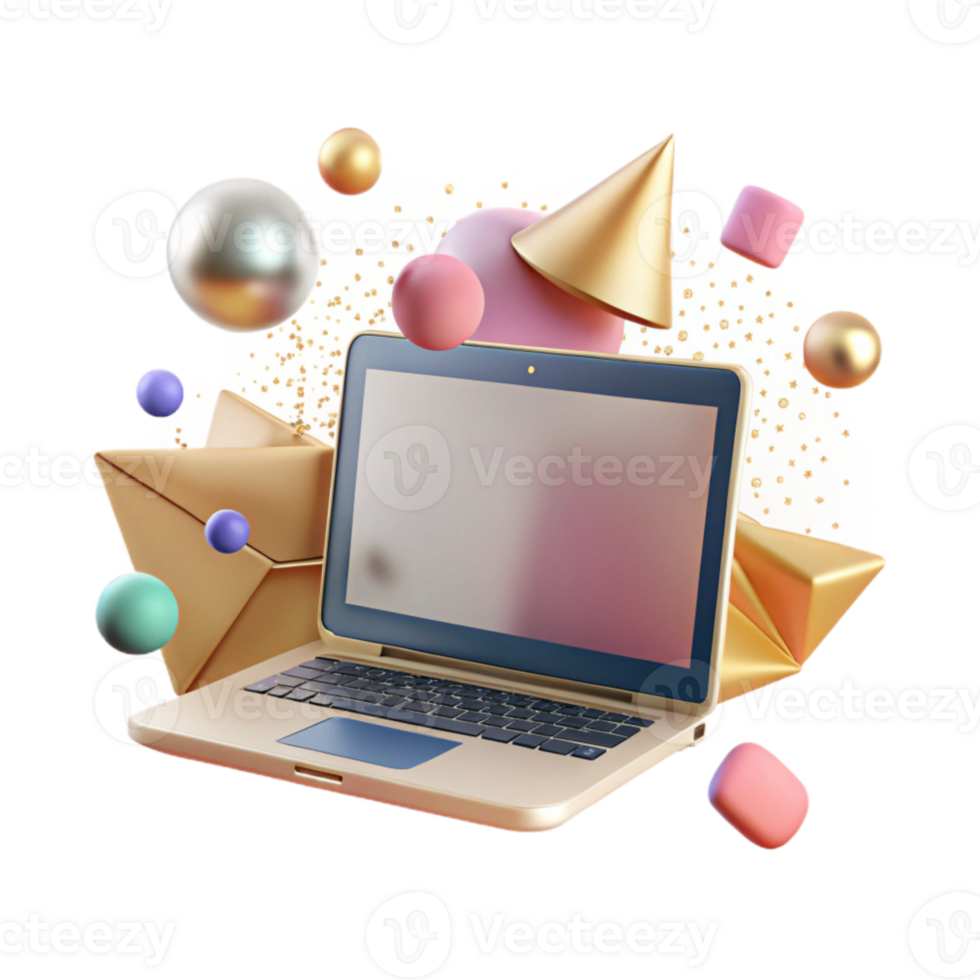 beautiful vintage Laptop Cutout with Blank Screen Isolated high resolution png