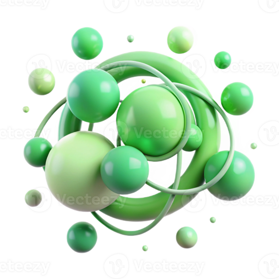 impressive abstract Light Green Connected Circles Isolated Element detailed png