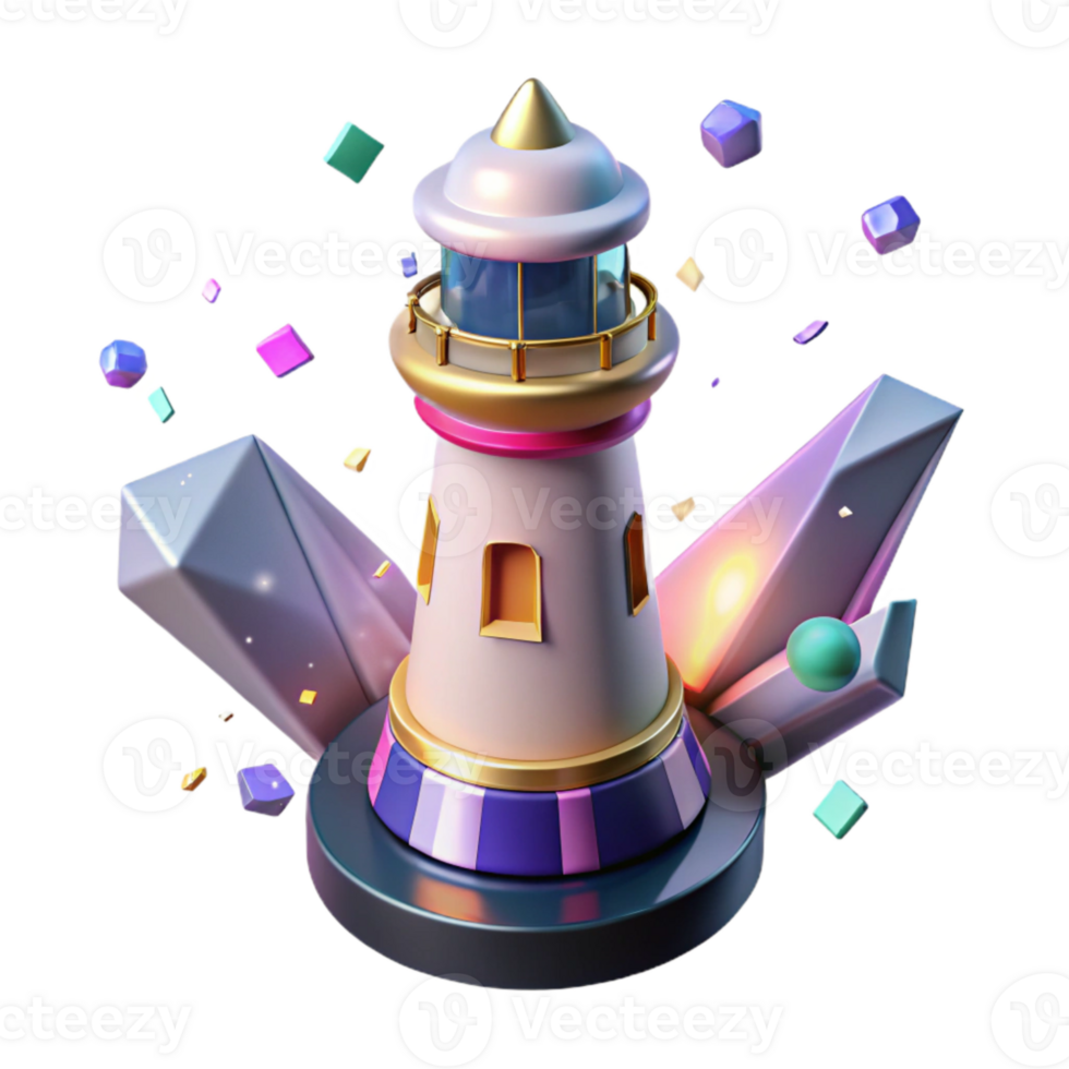 stunning artistic Lighthouse Isolated with Beaming Light professional png