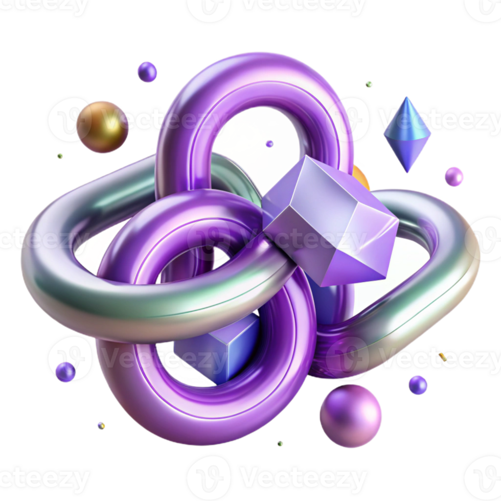 magnificent classic Lilac Purple Abstract Links Design with Transparent Background exclusive png