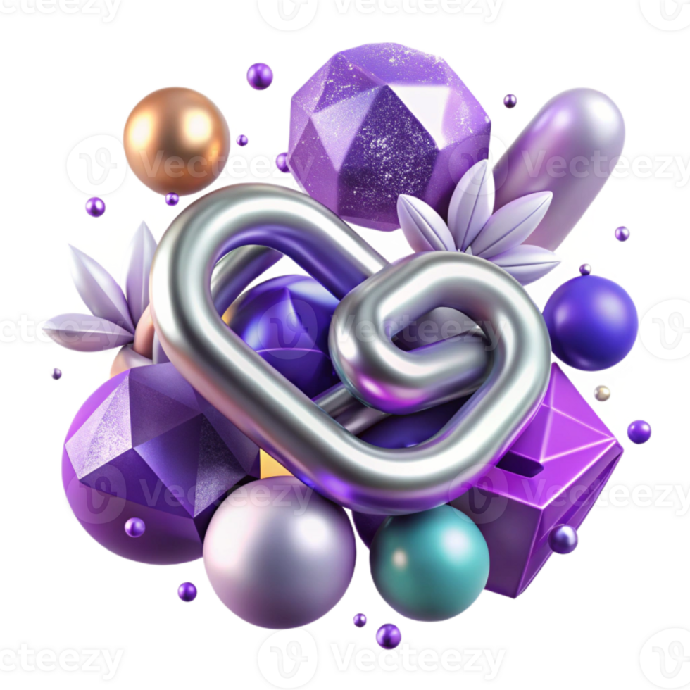 stunning classic Lilac Purple Abstract Links Design with Transparent Background detailed png