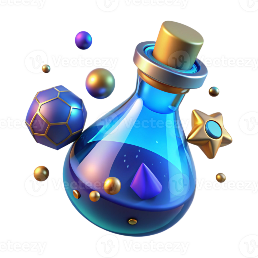 extraordinary creative Magic Potion Bottle Cutout with Glowing Liquid exclusive png
