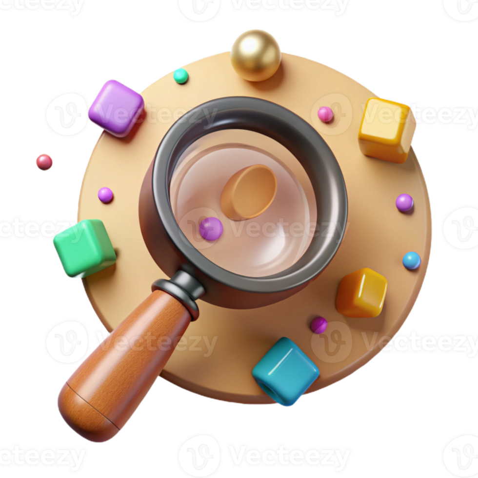magnificent minimalist Magnifying Glass Cutout with Wooden Handle Transparent Background authentic png