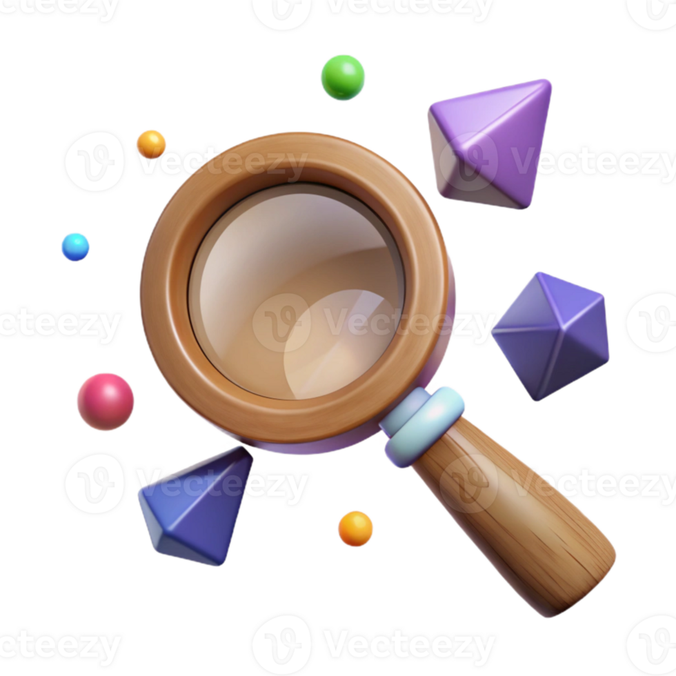 impressive creative Magnifying Glass with Wooden Handle Isolated premium png