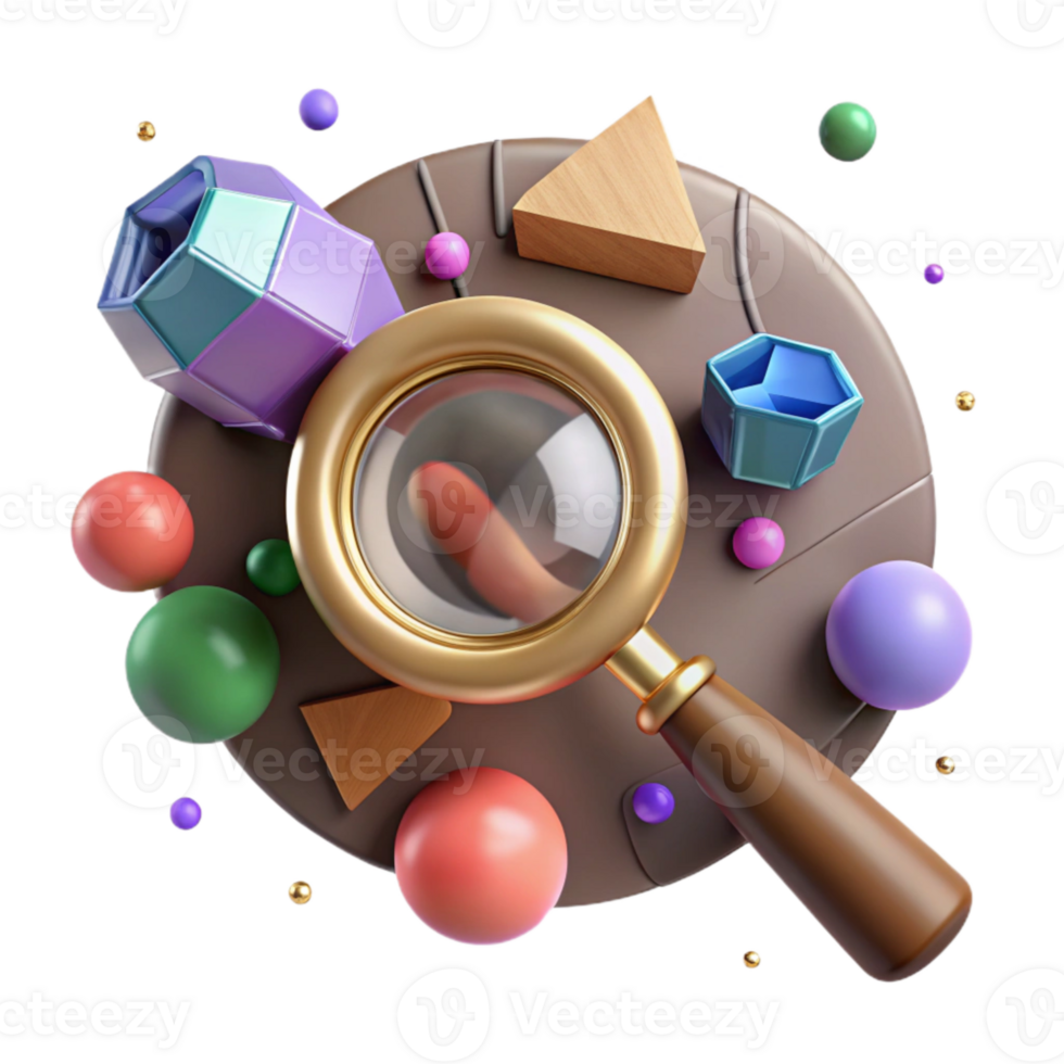 magnificent modern Magnifying Glass Cutout with Wooden Handle Transparent Background detailed png