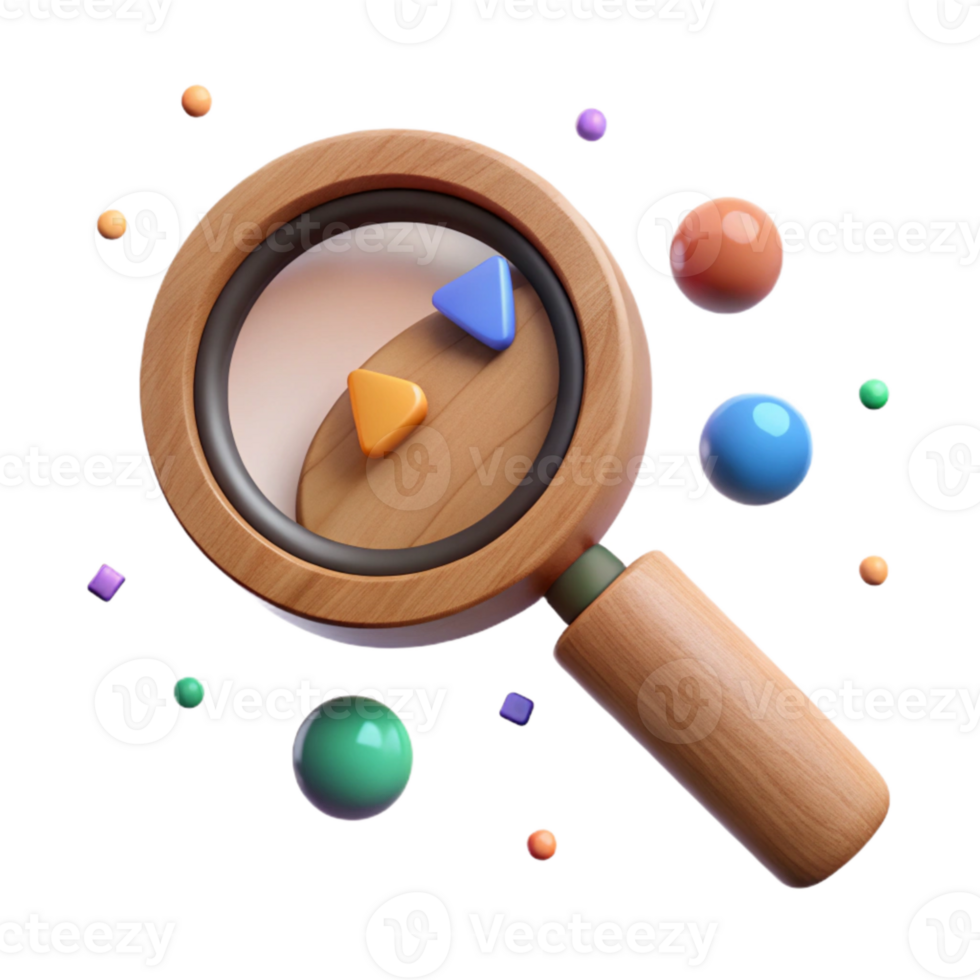 stunning rustic Magnifying Glass with Wooden Handle Isolated high resolution png