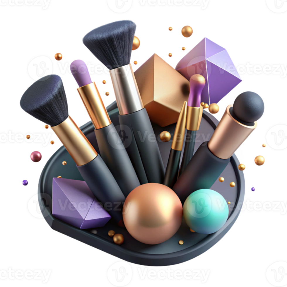 dramatic abstract Makeup Brushes Cutout with Black Handles authentic png