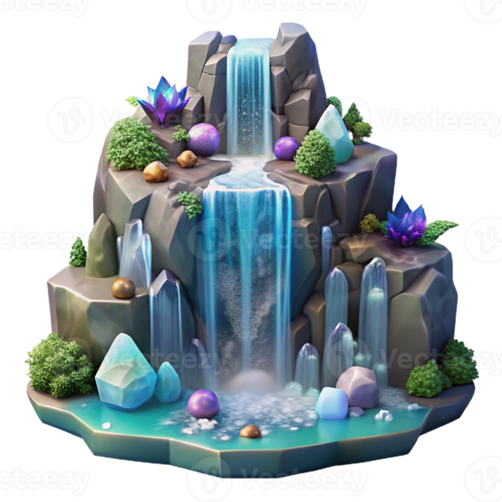 stunning minimalist Majestic Waterfall Cutout with Mist and Rocks original png