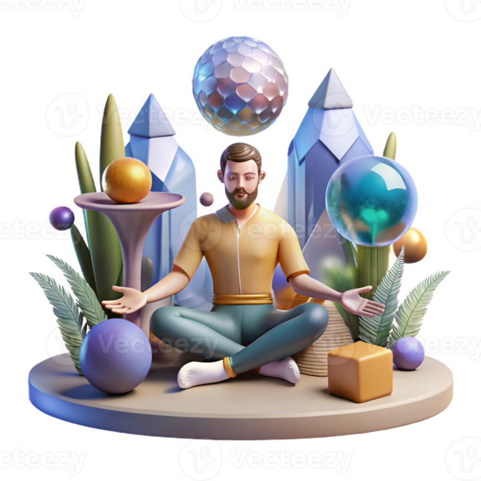 extraordinary abstract Man Doing Yoga in Nature Transparent Background genuine png
