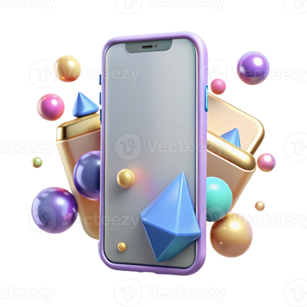 serene abstract Modern Smartphone Front View Cutout authentic png