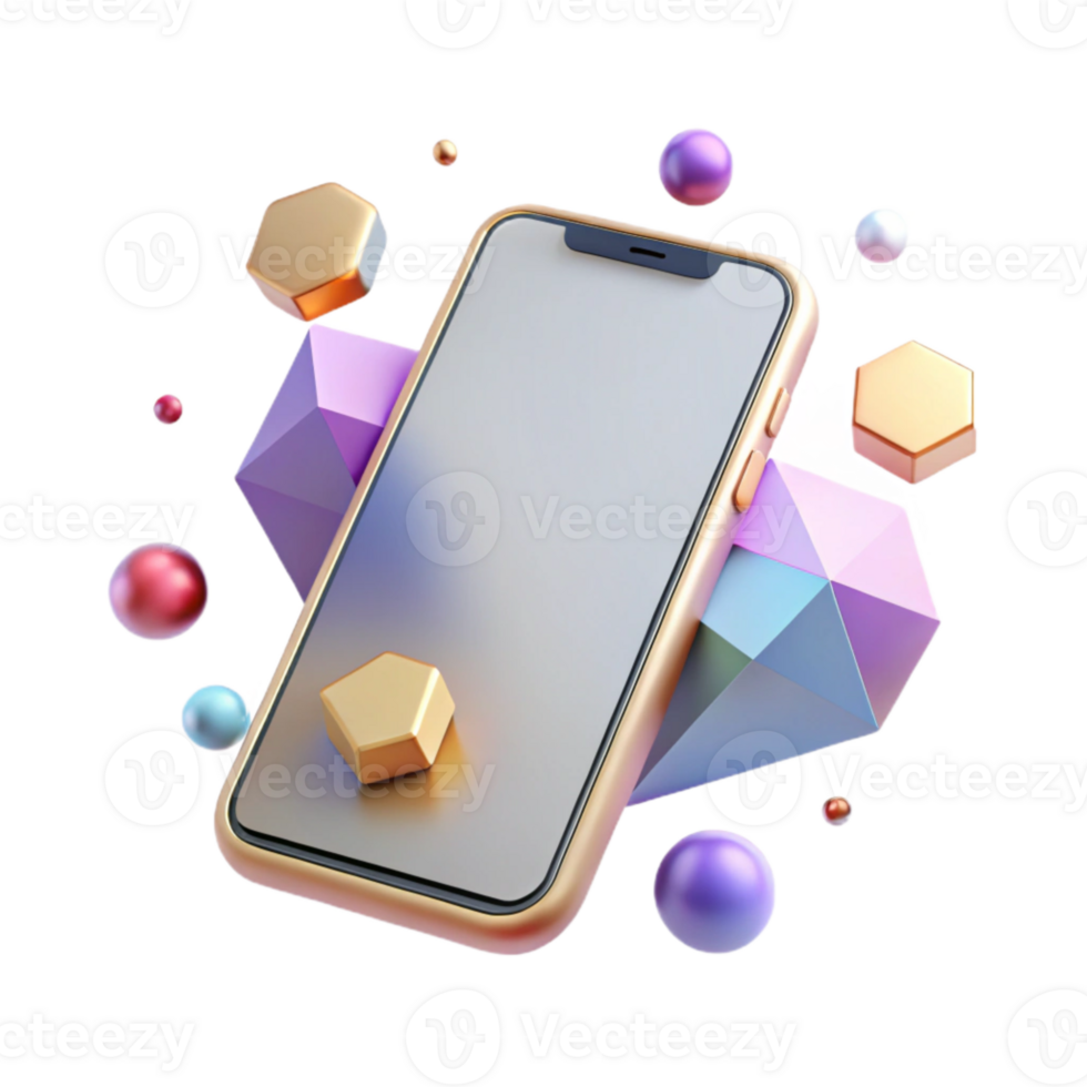 serene contemporary Modern Smartphone with Blank Screen Isometric View Isolated high resolution png