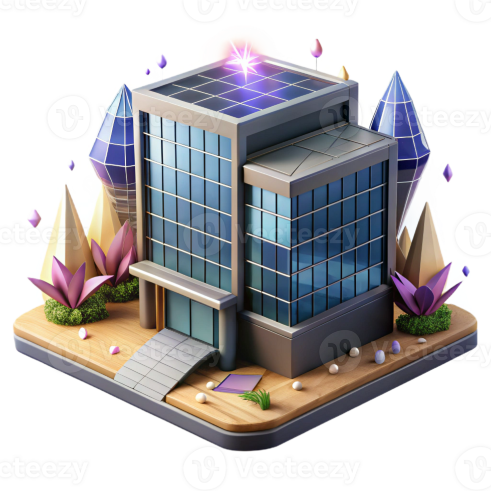 serene vintage Modern Office Building with Glass Facade Transparent Background high resolution png
