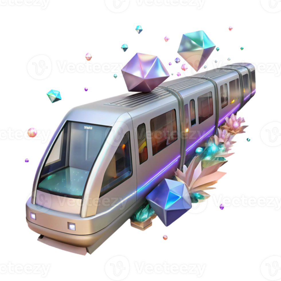 serene modern Modern Subway Train with Passengers Transparent Background png