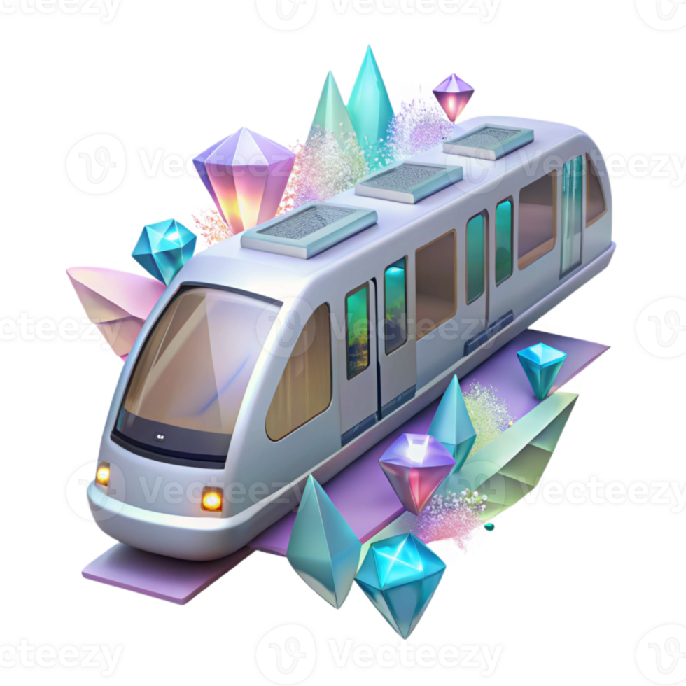 impressive abstract Modern Subway Train with Passengers Transparent Background high resolution png