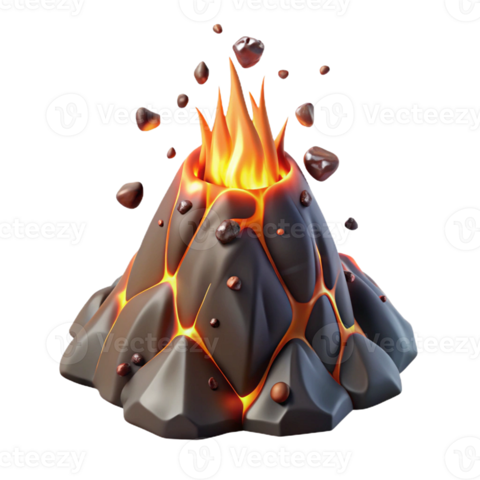elegant contemporary Molten Lava Flow with Glowing Embers Isolated premium png