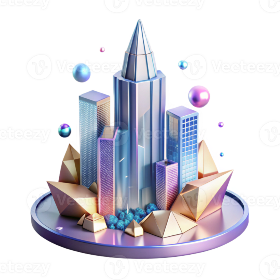 stunning abstract Modern Water City Skyscraper Isolated high quality png