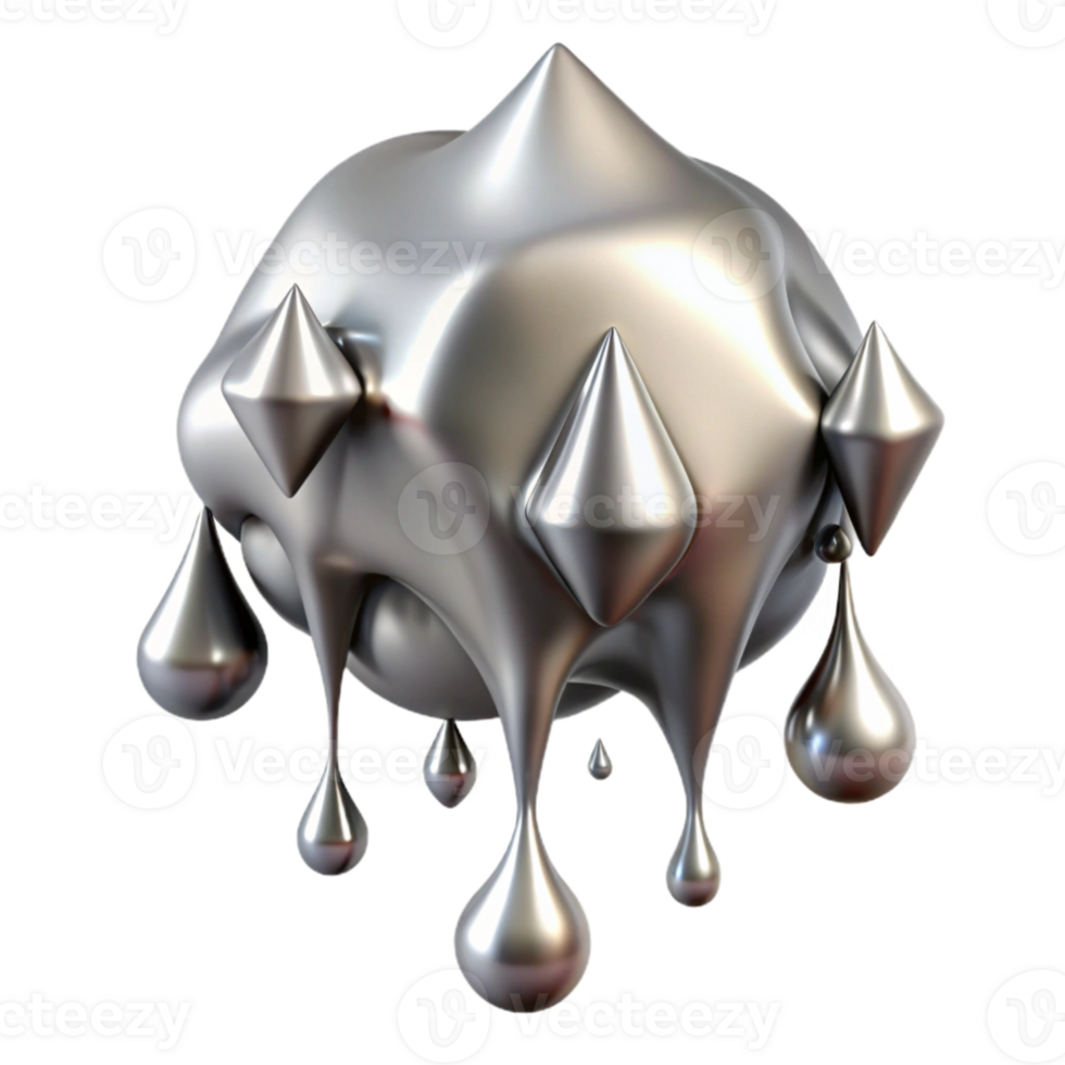 elegant contemporary Molten Silver Dripping Downward Isolated Element original png