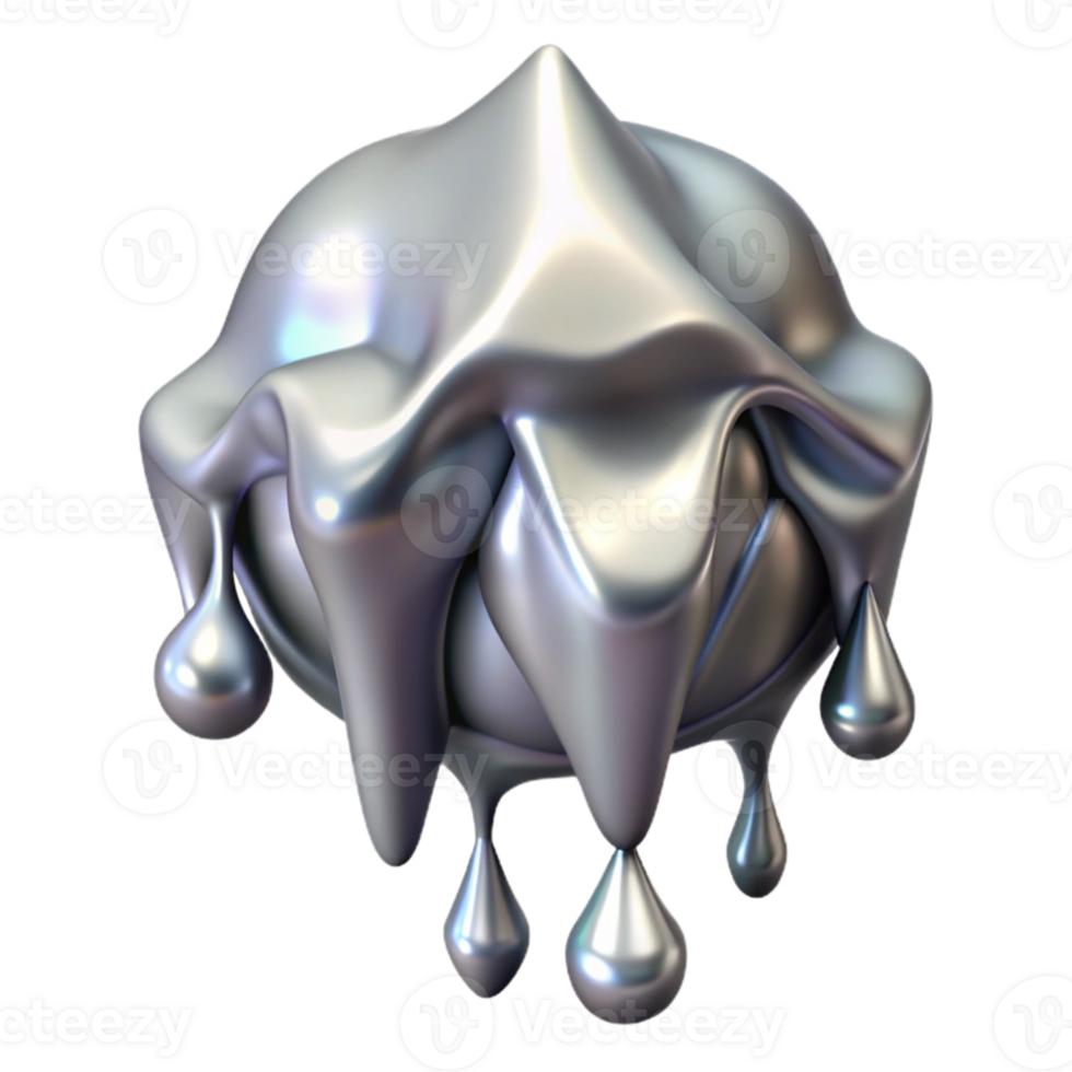 magnificent contemporary Molten Silver Dripping Downward Isolated Element genuine png
