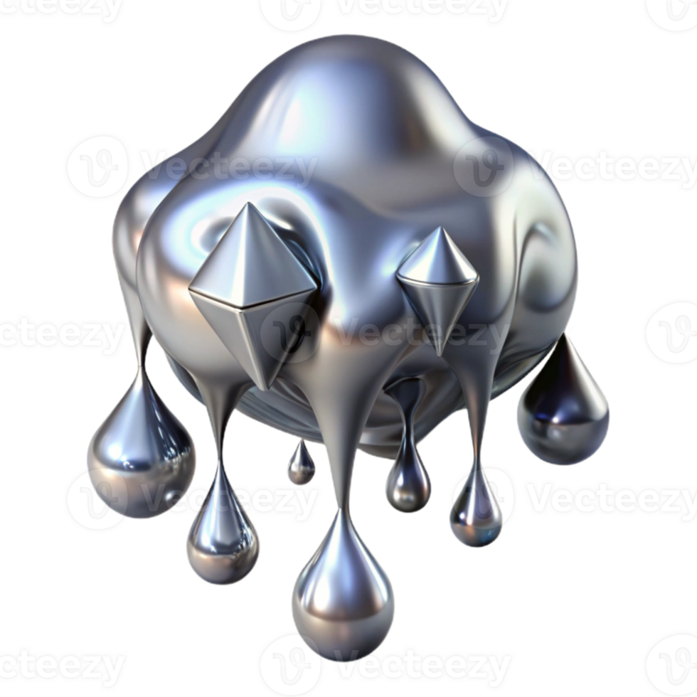 vibrant classic Molten Silver Dripping Downward Isolated Element png