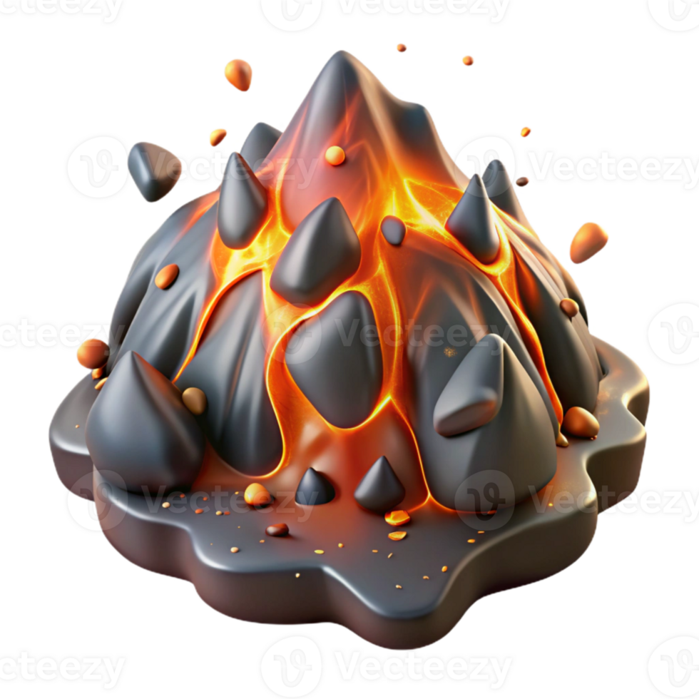 magnificent contemporary Molten Lava Flow with Glowing Embers Isolated high quality png