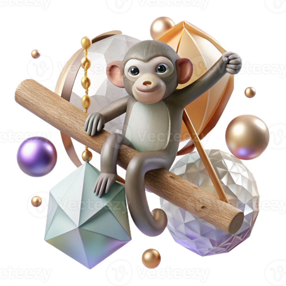 dramatic modern Monkey Hanging From Branch Cutout with Transparent Background professional png