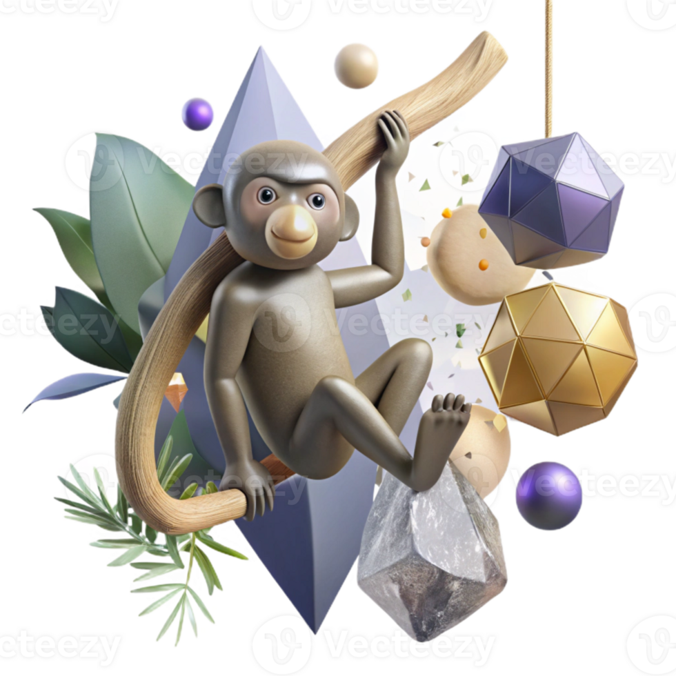 impressive artistic Monkey Hanging From Branch Cutout with Transparent Background authentic png