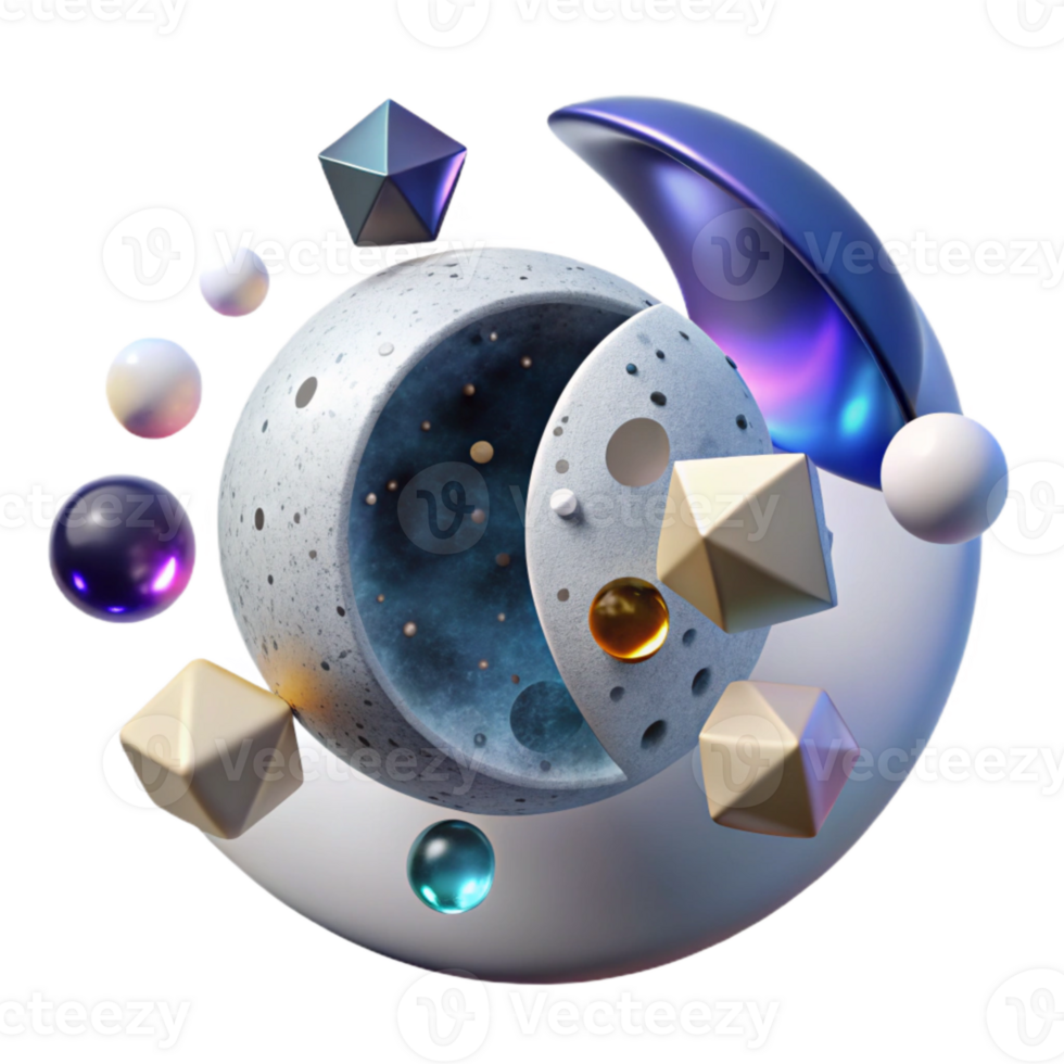 beautiful abstract Moon Phases Cycle Cutout on Transparent Background png