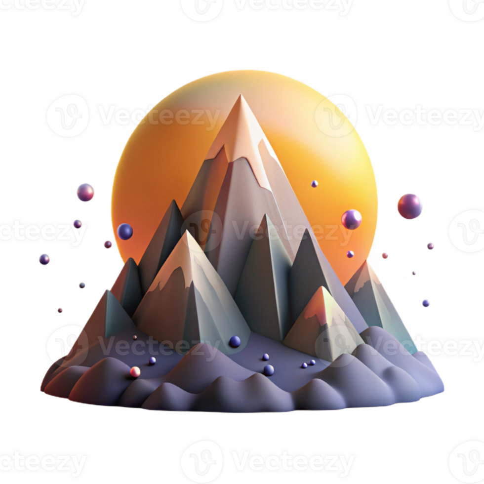 magnificent abstract Mountain Range Silhouette Against Sunset Sky Isolated Element high quality png