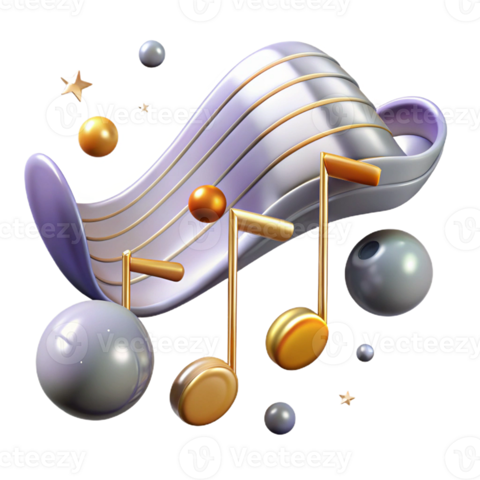 elegant minimalist Music Notes Staff Lines Isolated authentic png