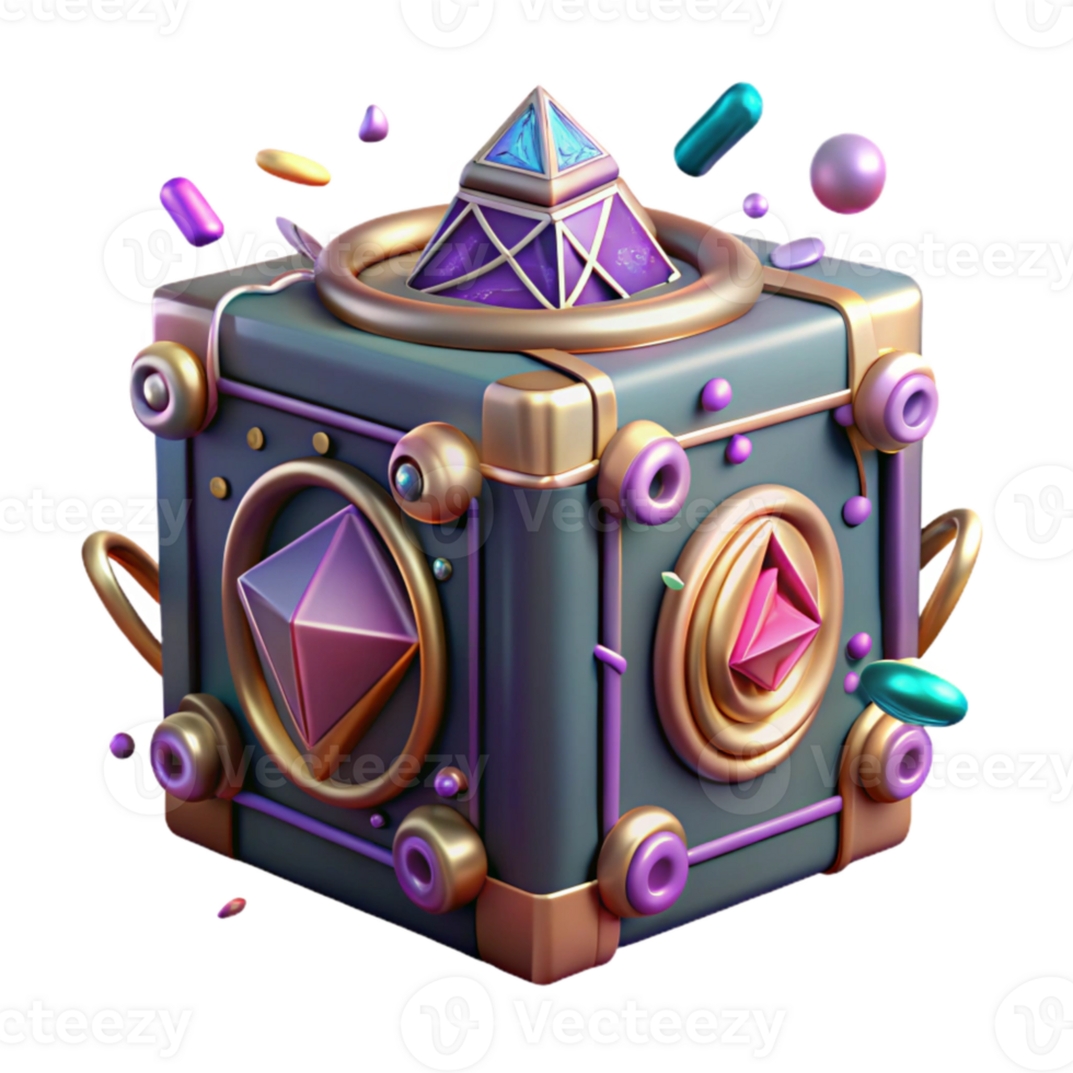 extraordinary modern Mysterious Box Isolated with Strange Symbols original png