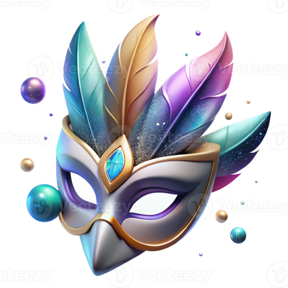 beautiful rustic Mystical Mask with Feather Detail Isolated Element high quality png
