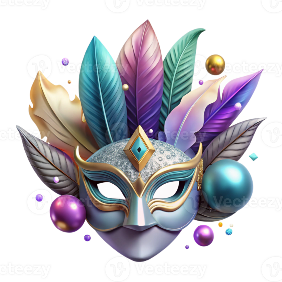 wonderful rustic Mystical Mask with Feather Detail Isolated Element original png