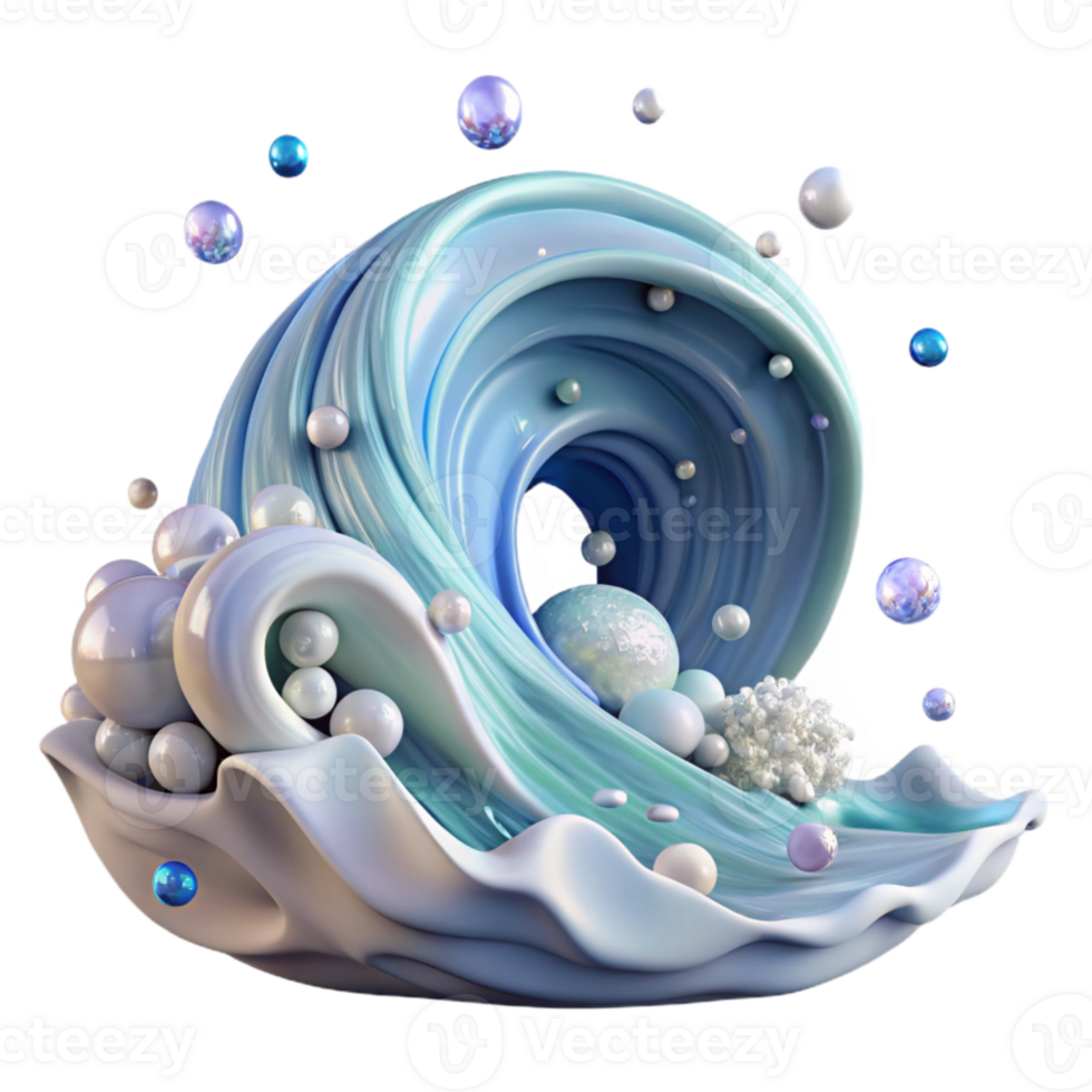 serene artistic Ocean Wave with Foam Cutout on Transparent Background high resolution png
